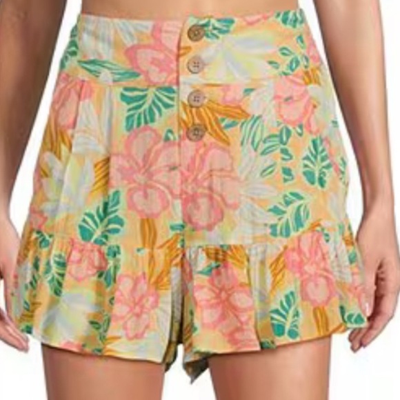 Rip Curl Follow The Sun High Rise Coordinating Floral Print Walk Shorts size L - Picture 1 of 9